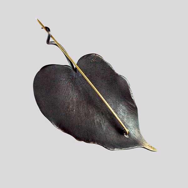 Gabriella Kiss Bronze Leaf Pin with 18k Leafhopper
