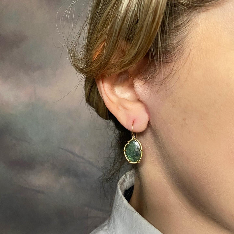 Tura Sugden 18k/22k Emerald Slice Drop Earrings