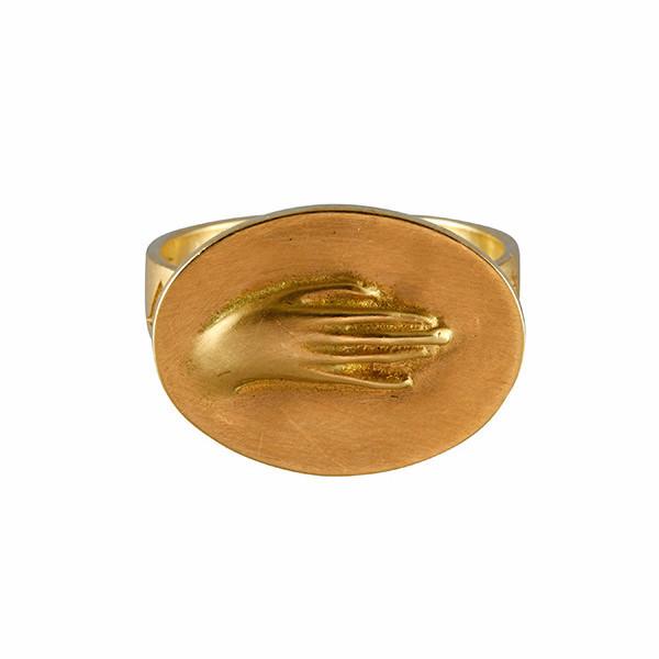 Gabriella Kiss 18k Large Token Hand Ring Inscribed with "Amicitia"