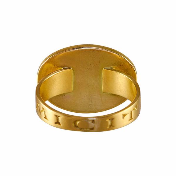 Gabriella Kiss 18k Large Token Hand Ring Inscribed with "Amicitia"