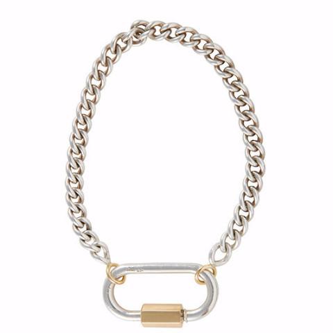 Marla Aaron Silver Heavy Curb Chain Bracelet with 14k Yellow Gold Loops