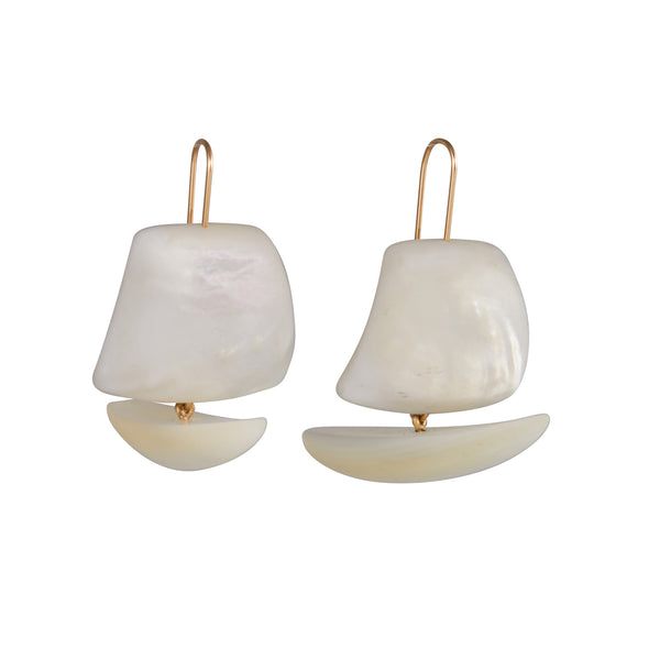 Gabriella Kiss 14k Mother of Pearl Ghost Ship Earrings