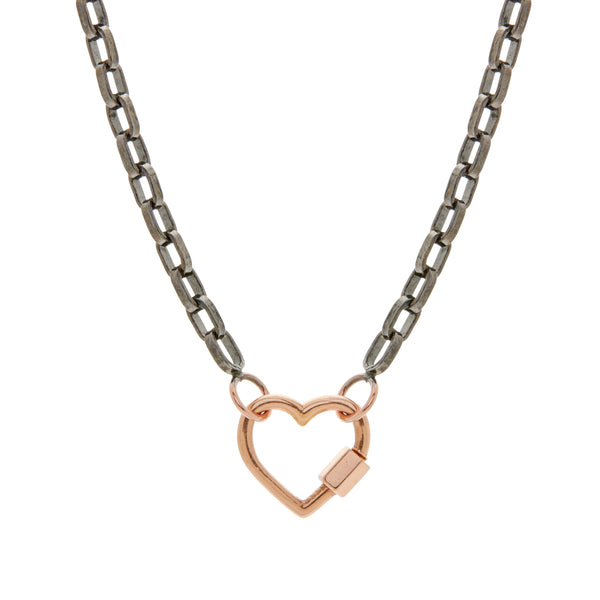 Marla Aaron Blackened Silver Biker Chain with Rose Gold Loops