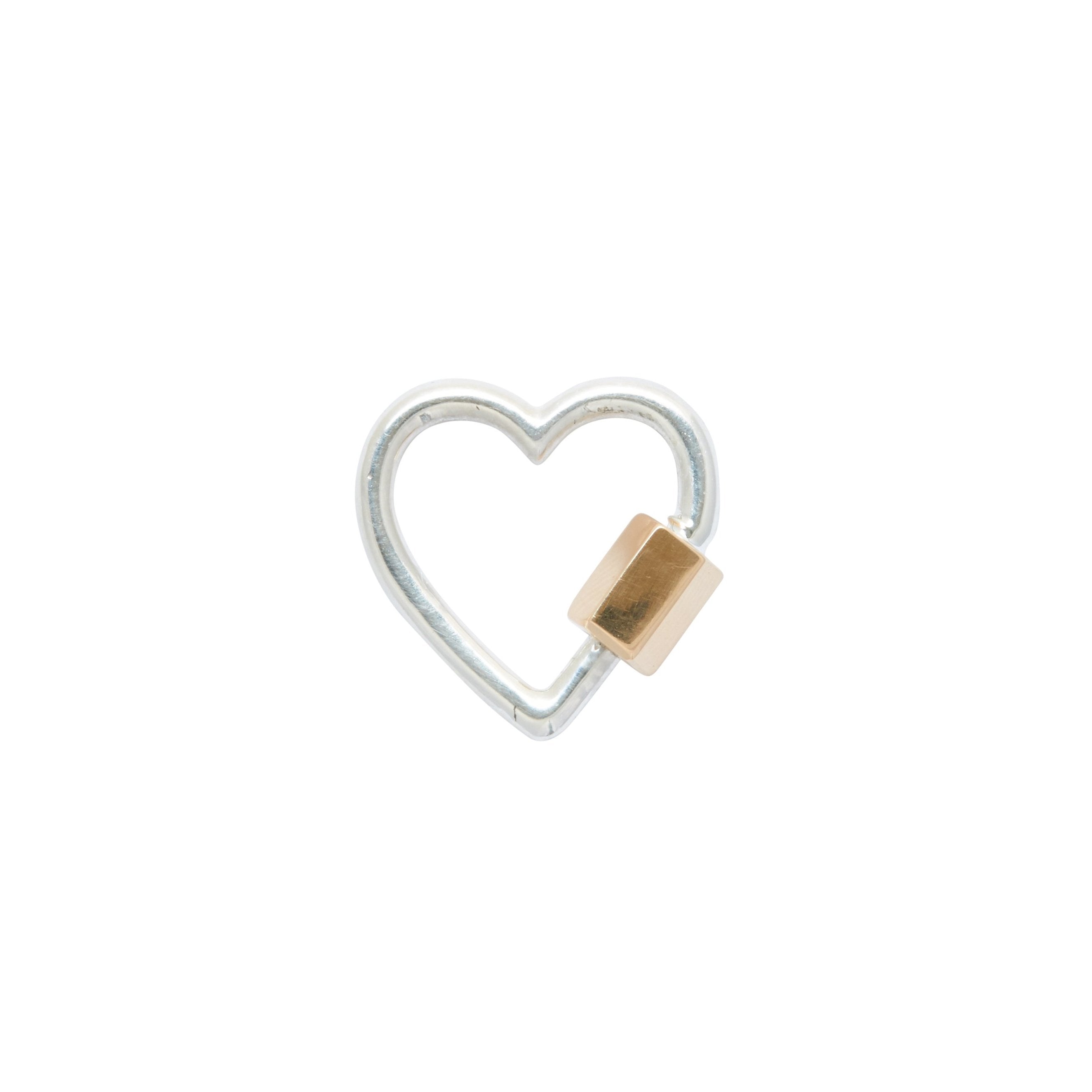 Marla Aaron Silver Heart Lock with 14k Yellow Gold Closure