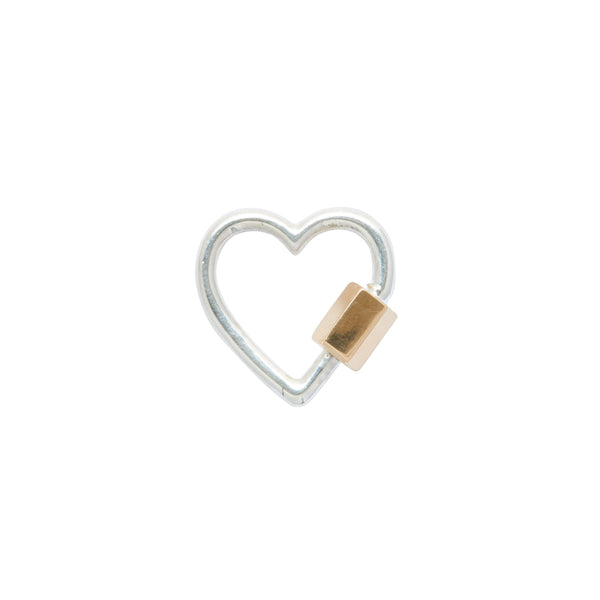Marla Aaron Silver Heart Lock with 14k Yellow Gold Closure