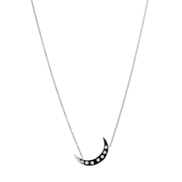 Gillian Conroy 14k White Gold & Diamond Small Crescent Moon Necklace