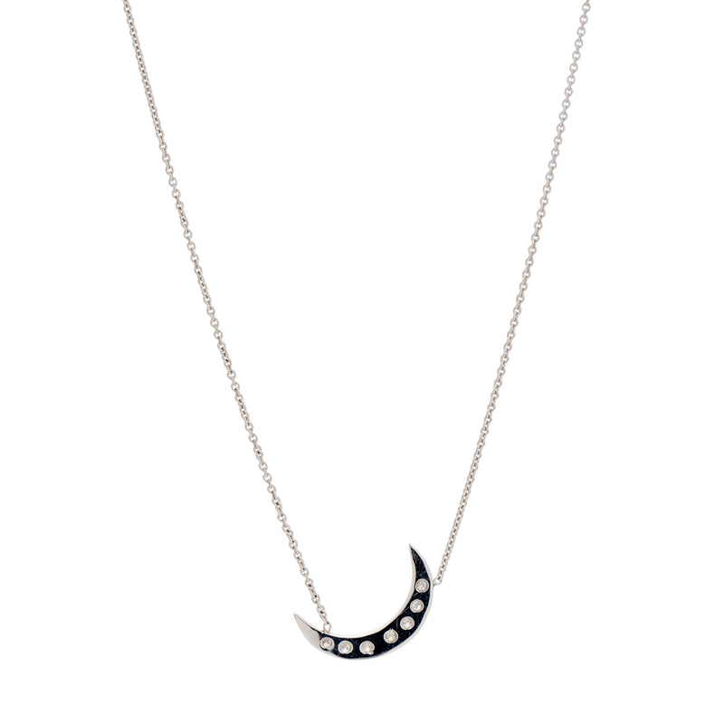Gillian Conroy 14k White Gold & Diamond Small Crescent Moon Necklace