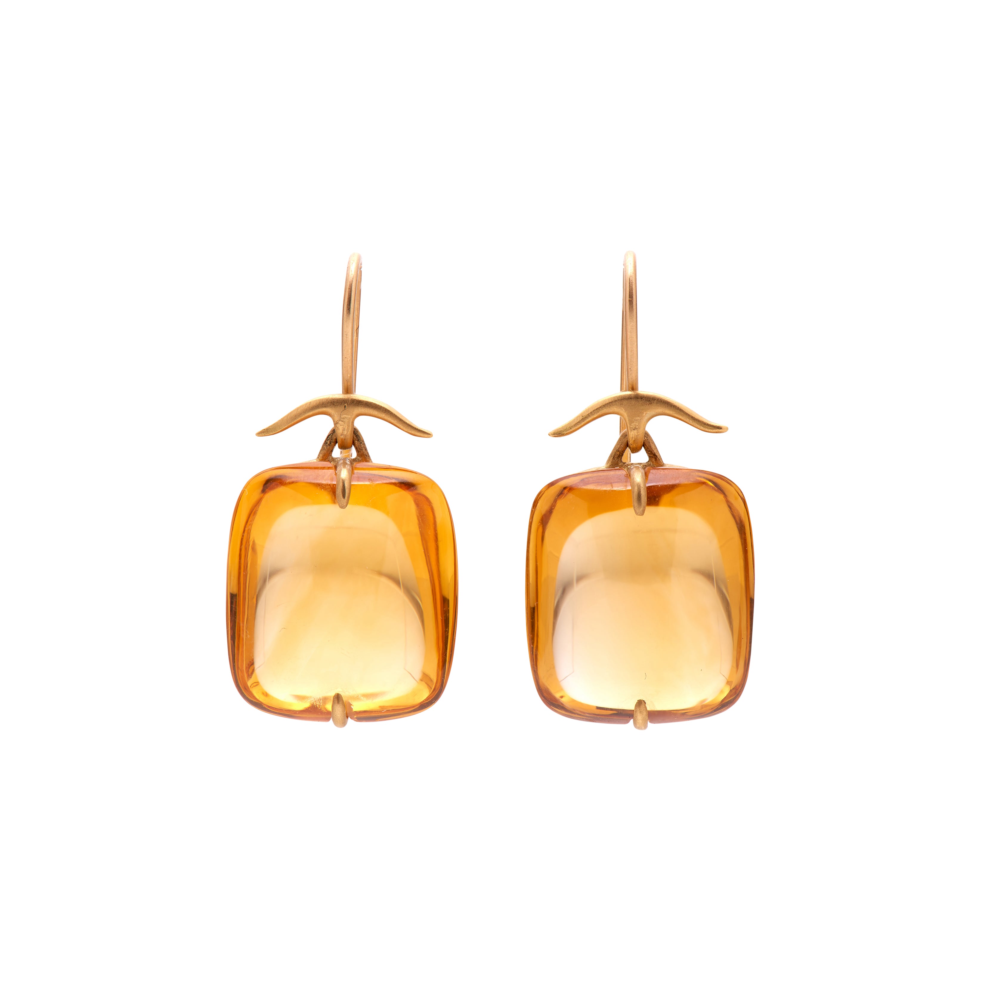 Gabriella Kiss 18k Citrine Rectangular Pillow Drop Earrings