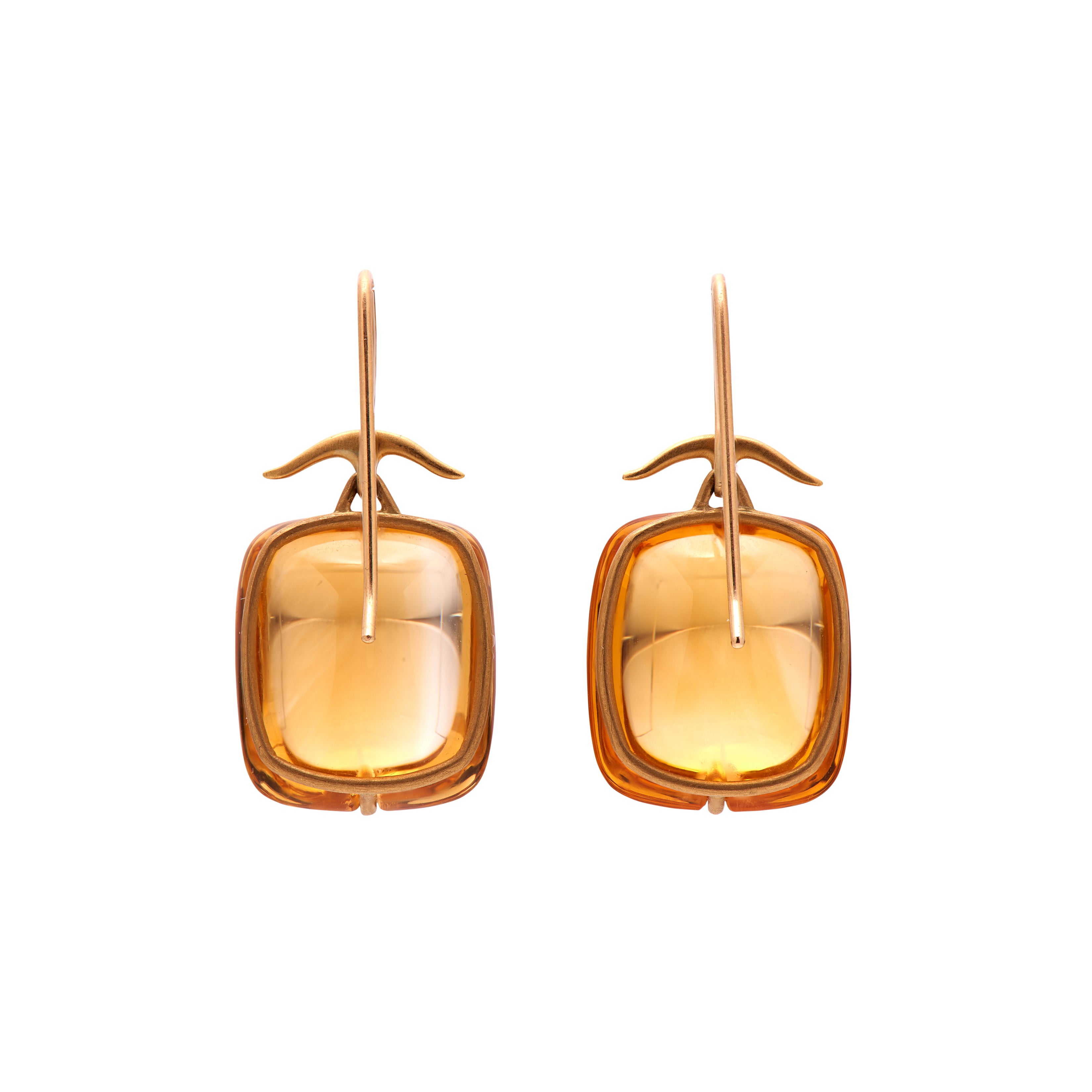 Gabriella Kiss 18k Citrine Rectangular Pillow Drop Earrings
