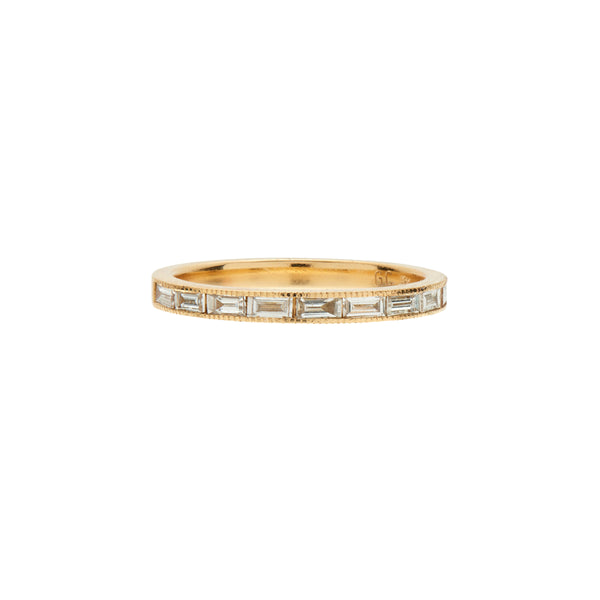 Gillian Conroy 18k Yellow Gold and White Diamond Baguette Band Ring
