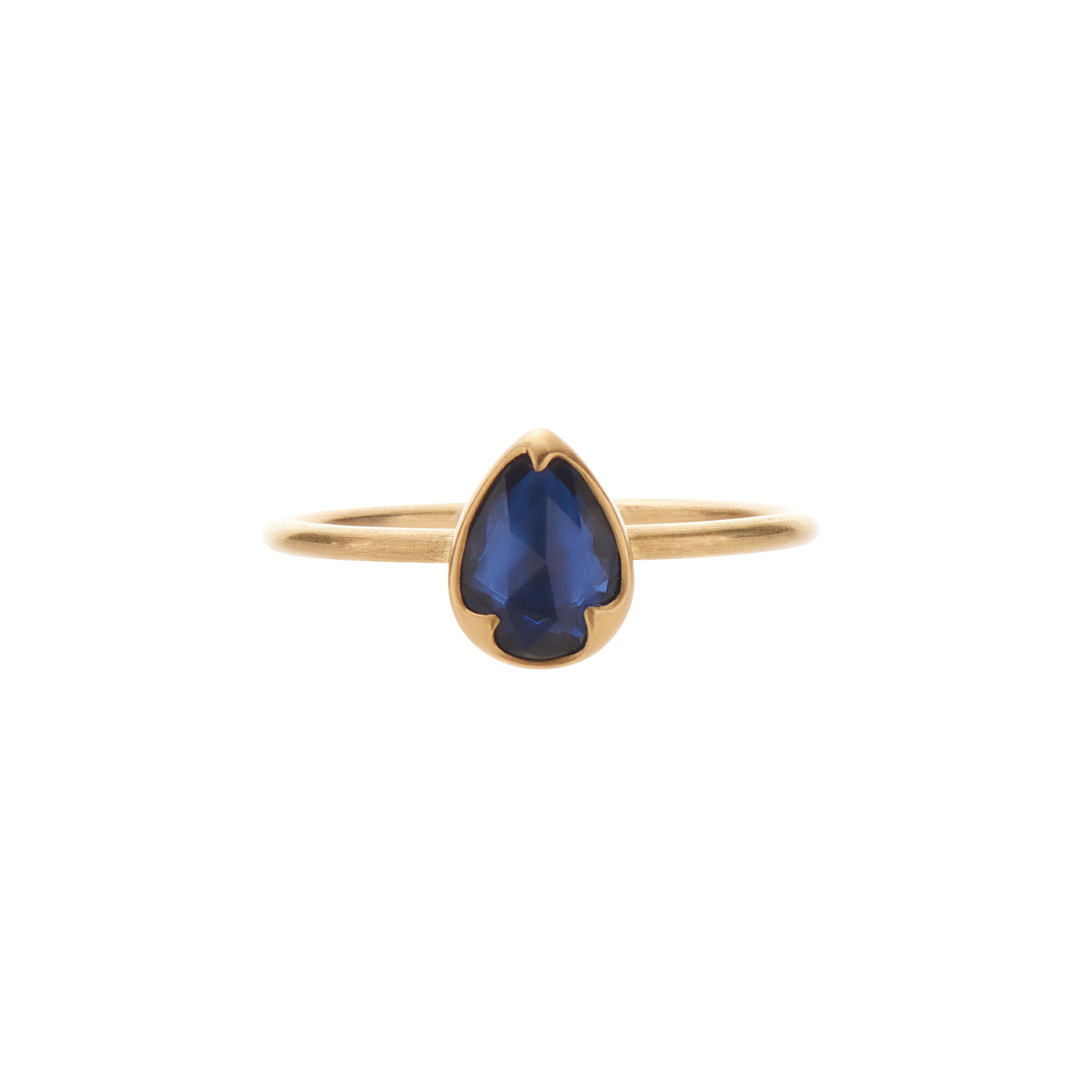 Gabriella Kiss 18k Pear Blue Rose Cut Sapphire Ring