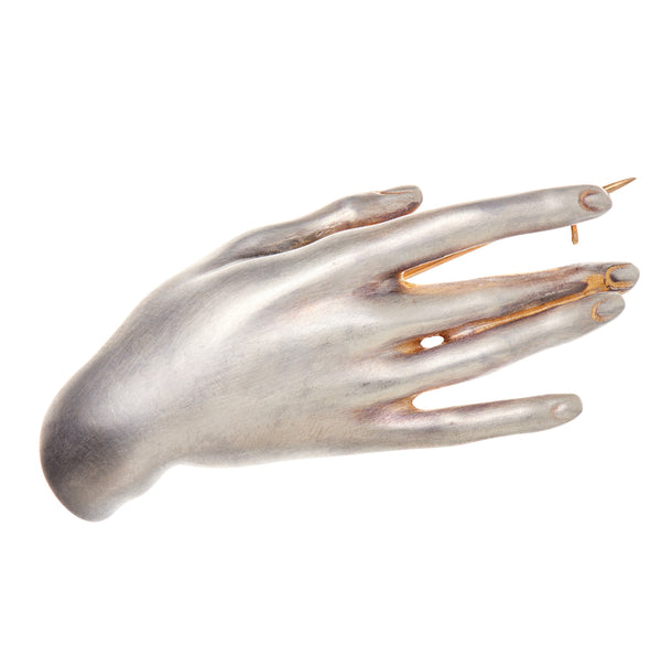 Gabriella Kiss Sterling Silver Bronzino Hand Pin