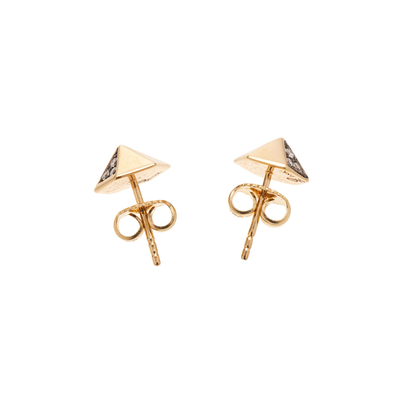 Harwell Godfrey 18k Diamond Blackened Pyramid Stud Earrings