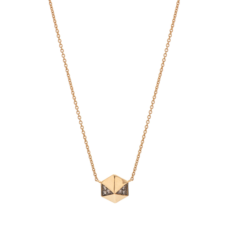 Harwell Godfrey 18k Diamond Blackened Pyramid Stud Necklace - 16"