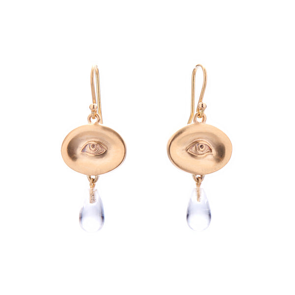 Gabriella Kiss 10k Small Eye & Crystal Drop Earrings