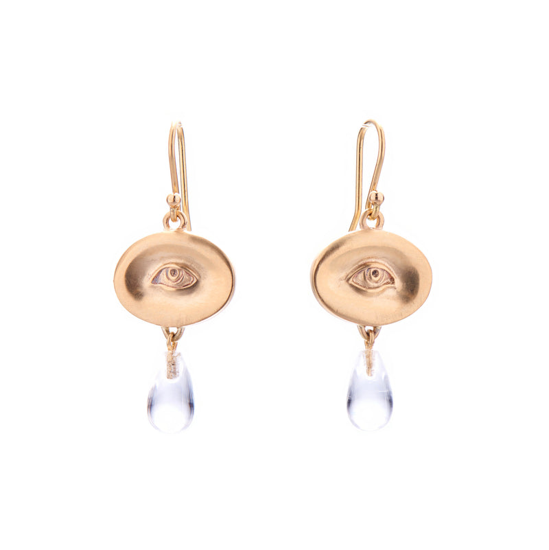 Clear Rock crystal drop earrings in silver — Militza Ortiz Jewellery