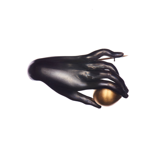 Gabriella Kiss Sterling Bronze "Canova" Hand with Vermeil Plum Pin