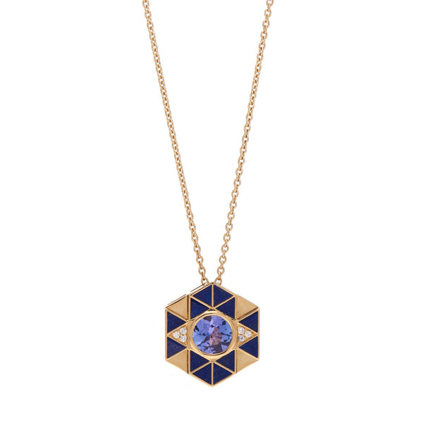 Harwell Godfrey 18k Evil Eye Pendant Necklace, Lapis & Tanzanite 18"