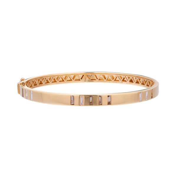 Harwell Godfrey 18k Parallel Lines Topaz & Diamond Baguette Bangle Bracelet
