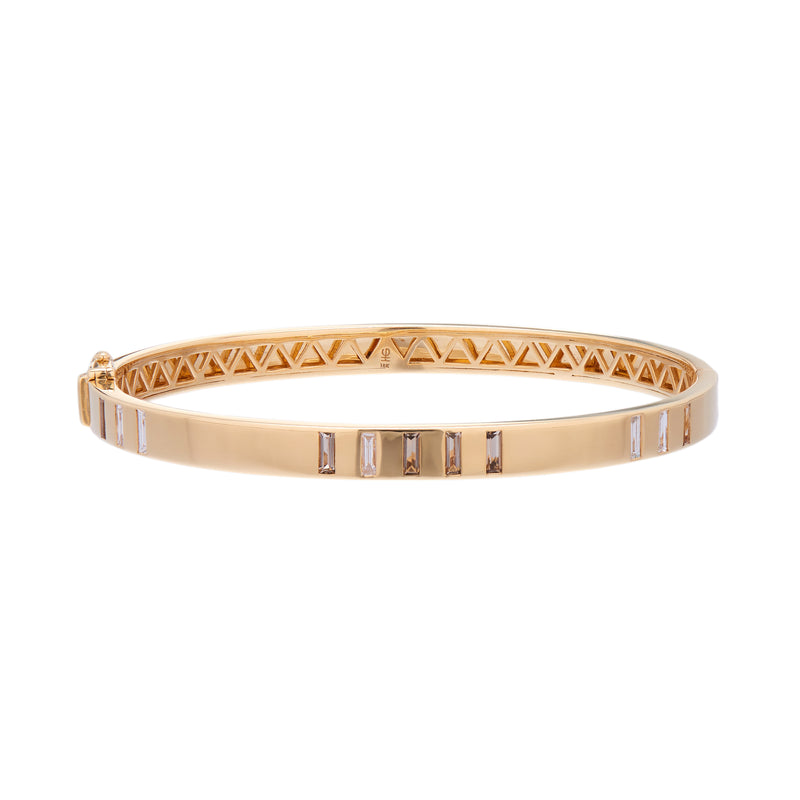 Harwell Godfrey 18k Parallel Lines Topaz & Diamond Baguette Bangle Bracelet