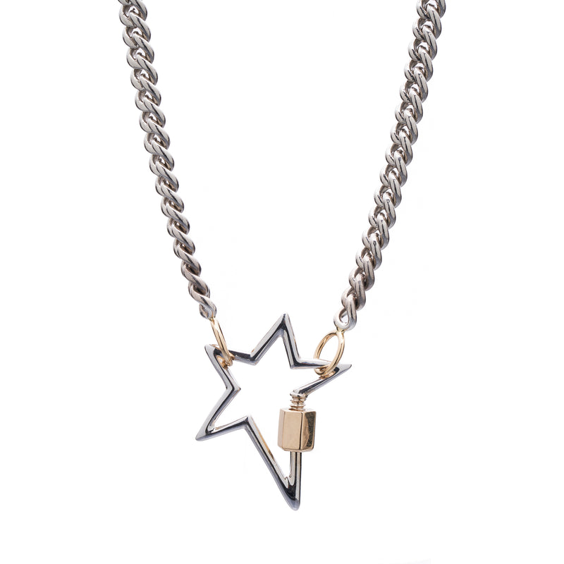 Marla Aaron 14k White Gold Star w/ Yellow Gold Closure Lock