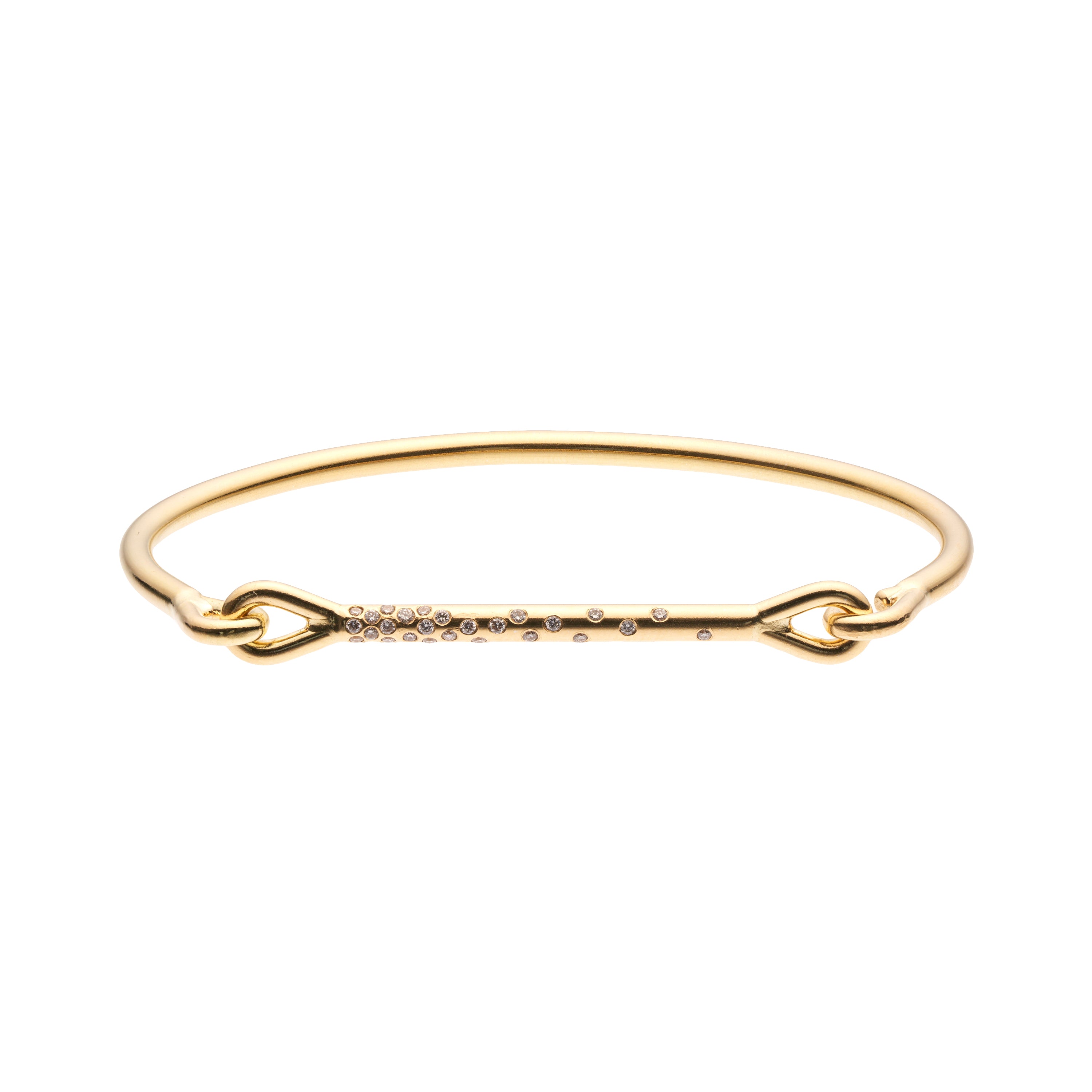 Tura Sugden 18k Yellow Gold Needle Eye Cuff Bracelet Scattered Diamonds