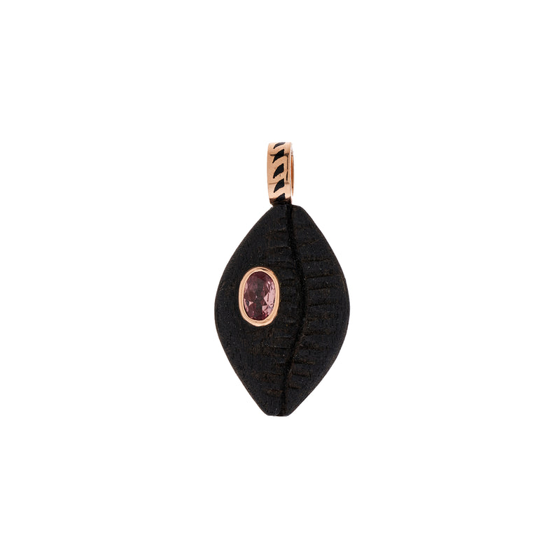 Dezso 18k Ebony Cowrie Shell with Pink Sapphire Pendant
