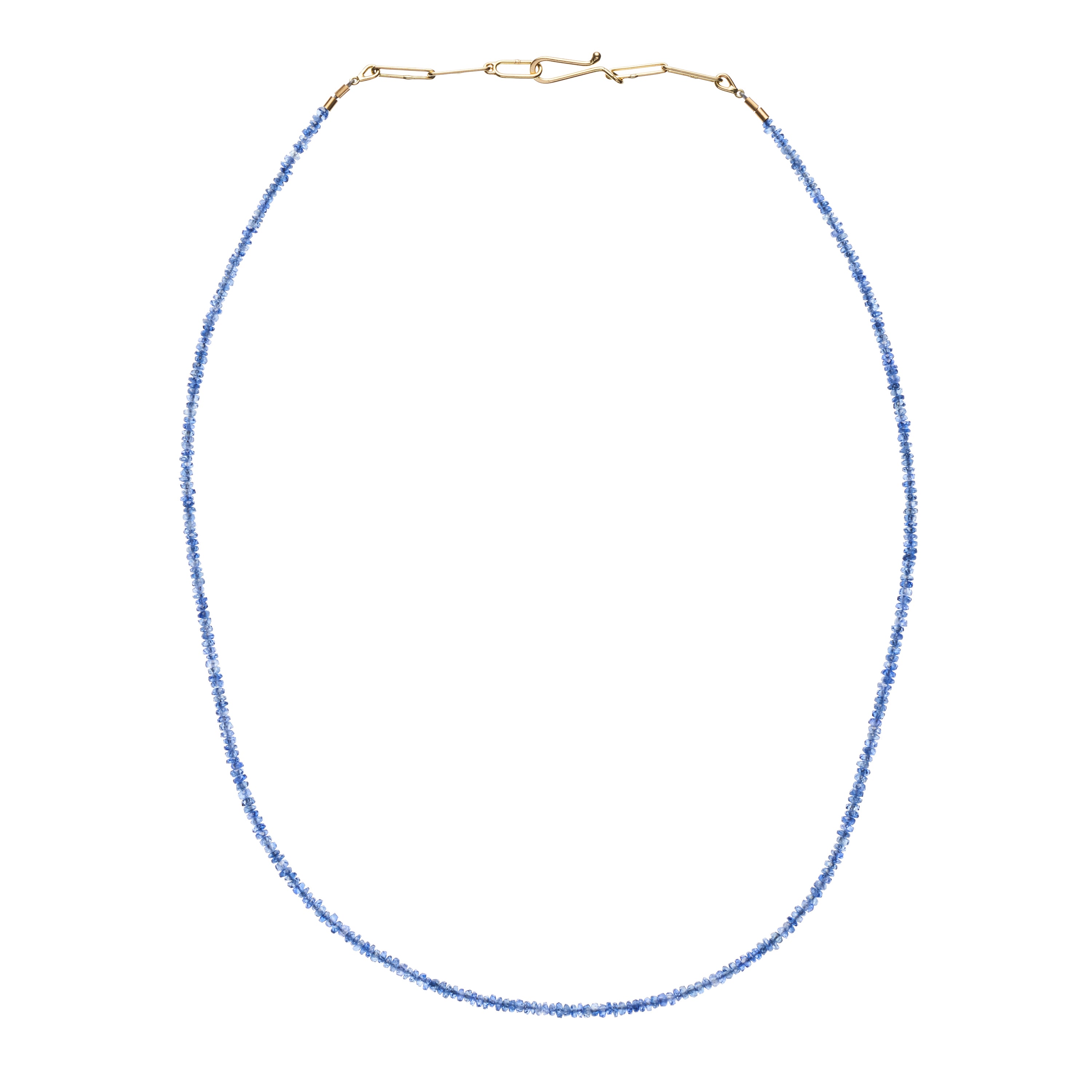 Tura Sugden Tiny Facetted Sapphire Bead & 18k Yellow Gold Chain Necklace