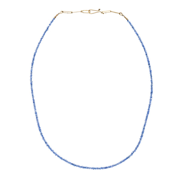 Tura Sugden Tiny Facetted Sapphire Bead & 18K Yellow Gold Chain Necklace