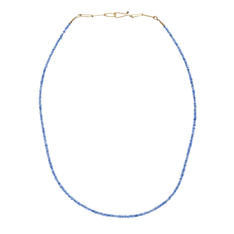 Tura Sugden Tiny Facetted Sapphire Bead & 18K Yellow Gold Chain Necklace