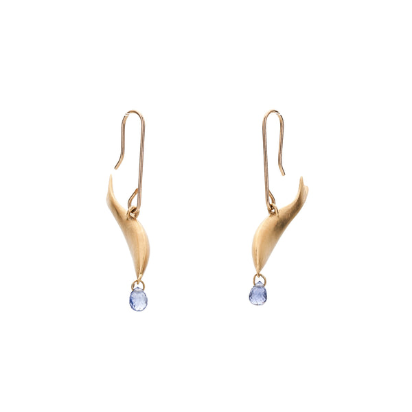 Gabriella Kiss 18k Fish Earrings with Sapphire Drops