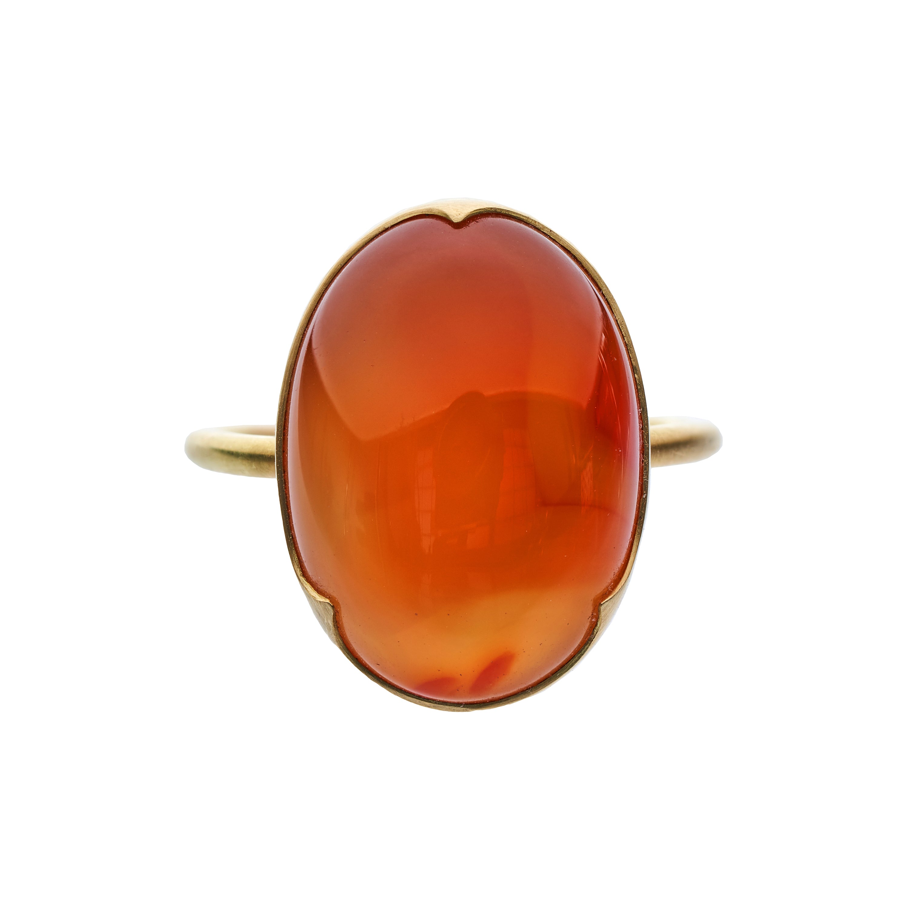 Gabriella Kiss 18k Large Oval Carnelian Ring - 3 Scallops