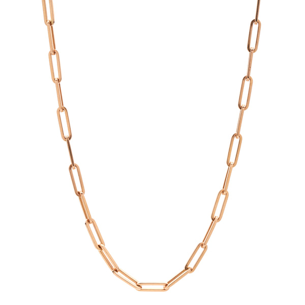 Stephanie Windsor 14k Rose Gold Solid Paperclip Chain Necklace