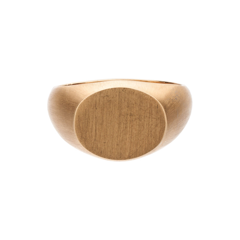 Metier Modern 14k Brushed Gold Oval Signet Ring
