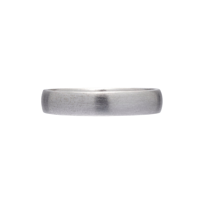 Metier Modern 14k Brushed White Gold Rounded Flat Band - 4mm