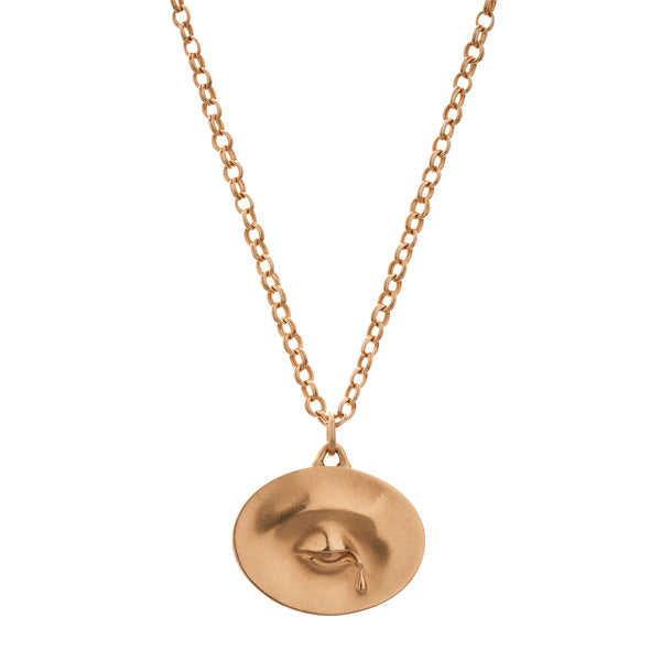 Gabriella Kiss 14k Eye with Tear Token Necklace 18"