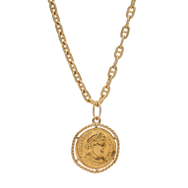 Vintage 22k Coin in 18k Twist Bezel Pendant