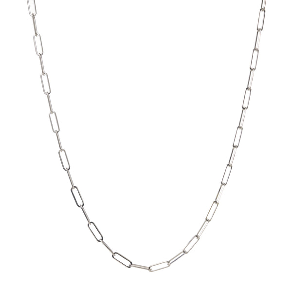 Stephanie Windsor 14k White Gold Thin Rectangle Link Chain