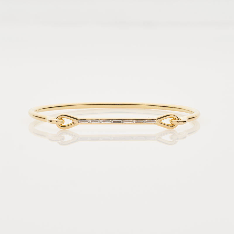 Tura Sugden 18k Heavy Weight Needle Eye Cuff with Diamond Baguettes