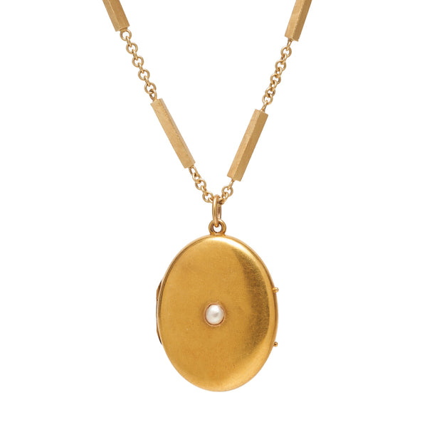 Antique Victorian 18k Oval Pearl Locket