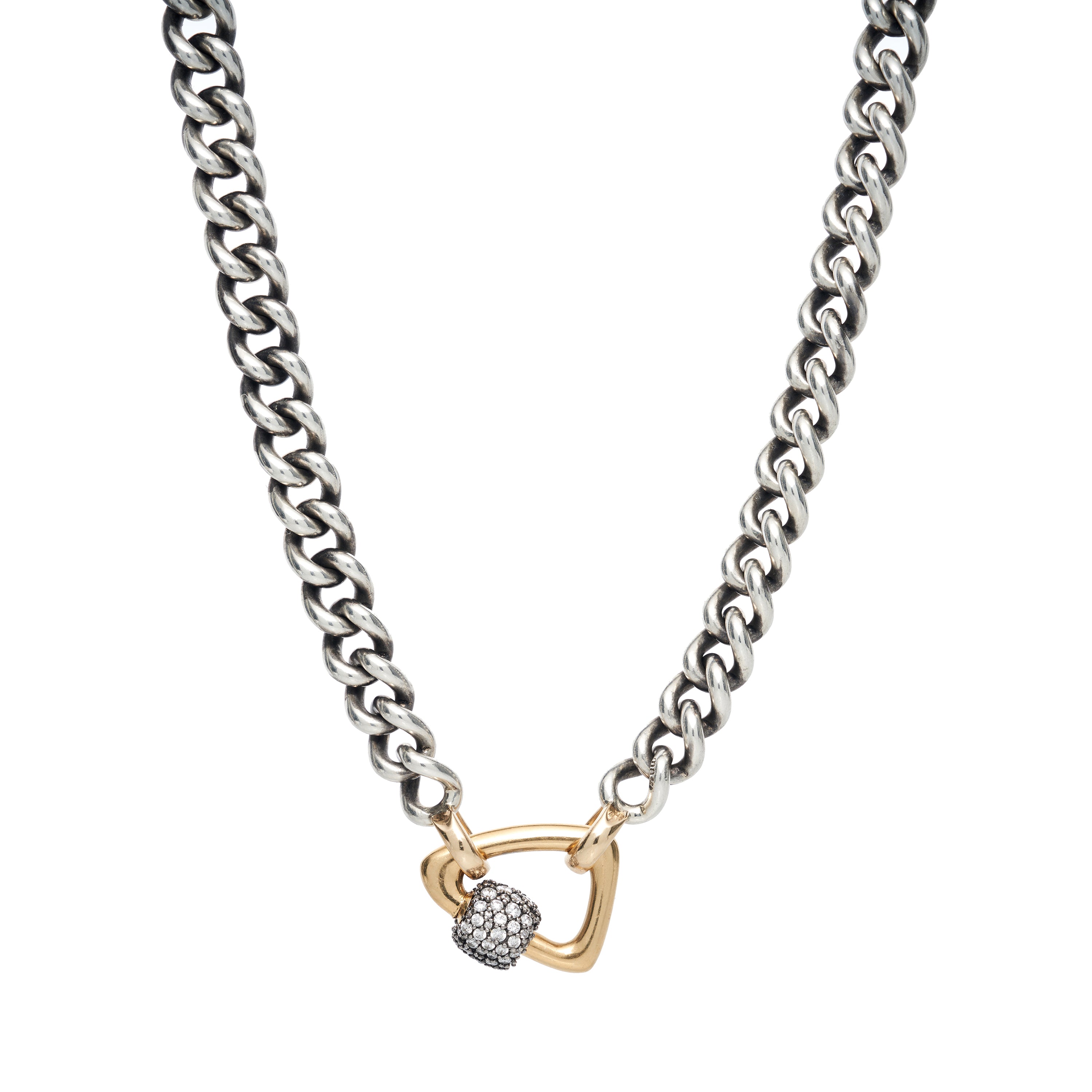 Marla Aaron Silver Mini Mega Curb Chain with 14k Yellow Gold Loops