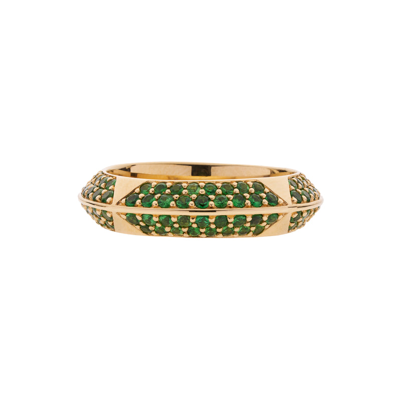 Harwell Godfrey 18k Tsavorite Pave Rosa Knife Edge Band