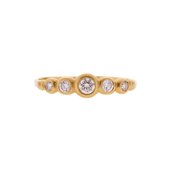Marian Maurer 18k Gold Five Stone Diamond Kima Ring- 10 pt. center