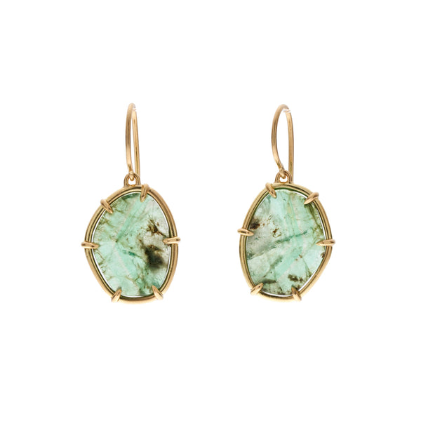 Tura Sugden 18k/22k Emerald Slice Drop Earrings