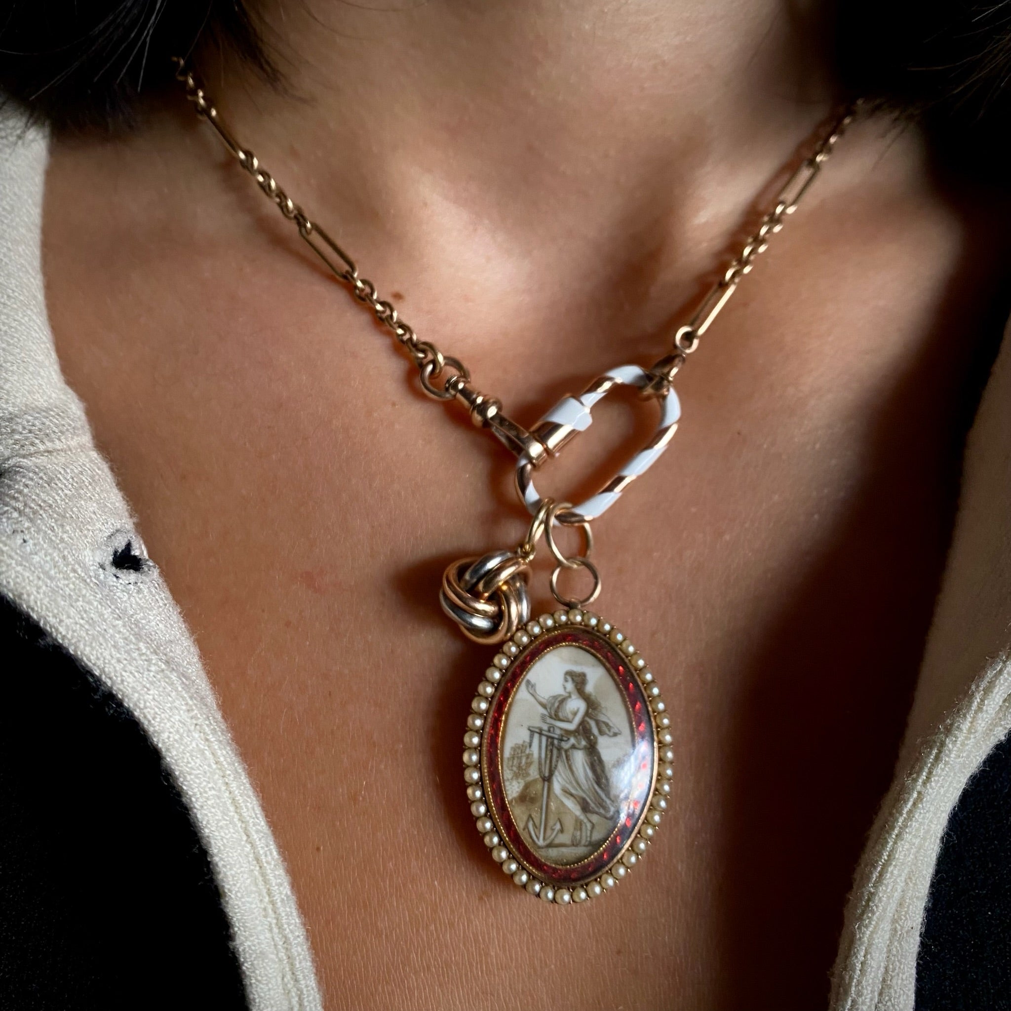 Marla Aaron 14k Rose Gold Cloud Enamel Medium Lock