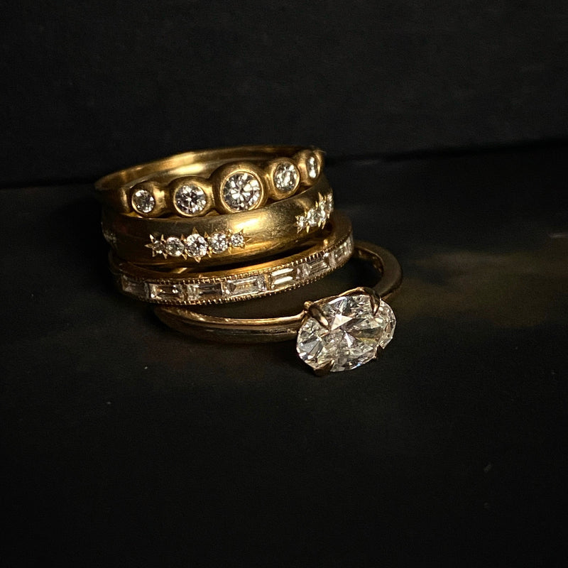 Marian Maurer 18k Gold Five Stone Diamond Kima Ring- 10 pt. center