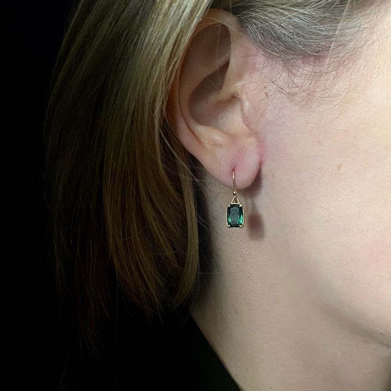 Gabriella Kiss 18k Faceted Green Tourmaline Earrings
