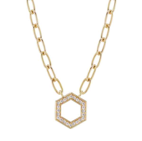 Harwell Godfrey 18k Diamond Hex Chain Foundation Necklace - 18"