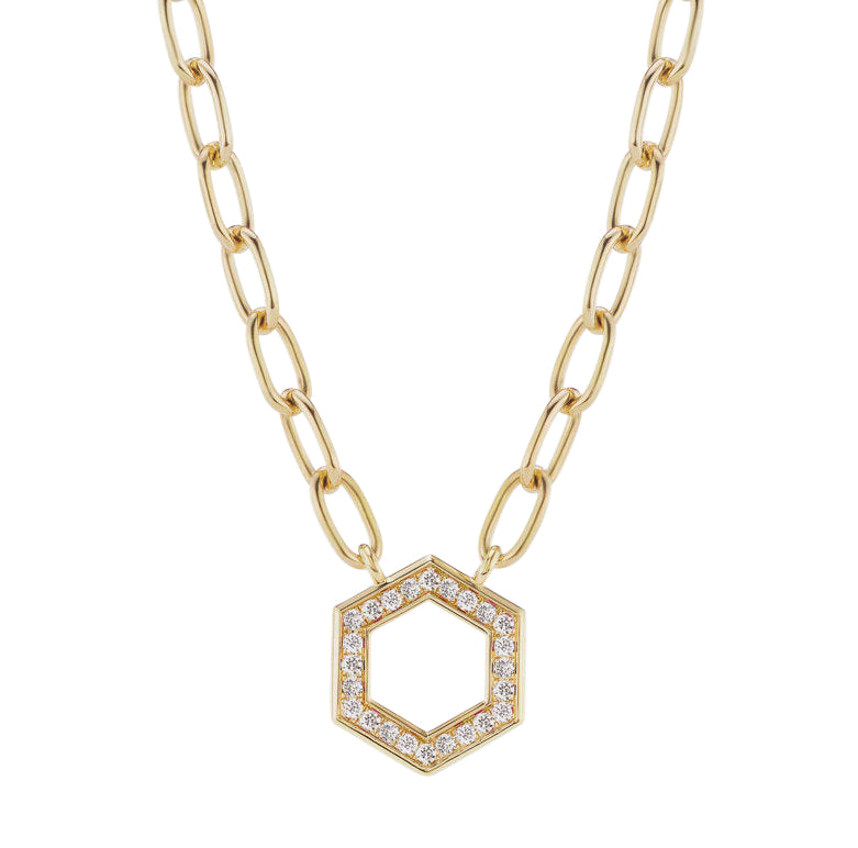 Harwell Godfrey 18k Diamond Hex Chain Foundation Necklace - 18"