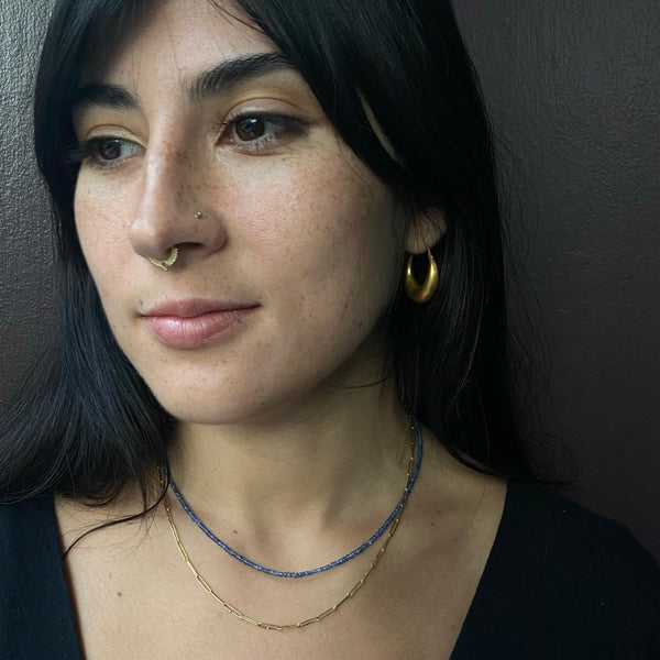 Tura Sugden Tiny Facetted Sapphire Bead & 18K Yellow Gold Chain Necklace